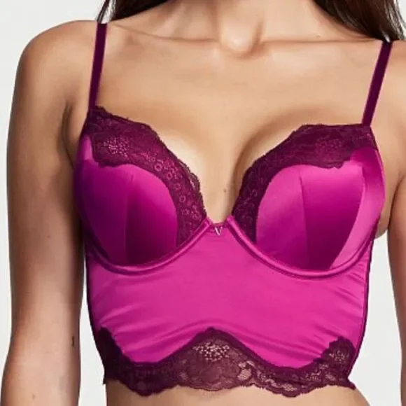 Victorias Secret Very Sexy Bombshell Add-2-Cups Push Up Corset Top Raspberry - Picture 8 of 10